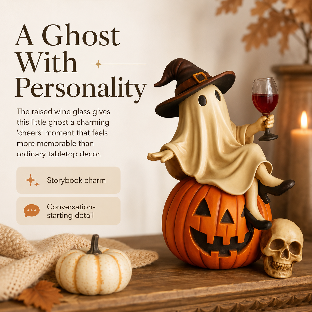 👻 Ghost Character Halloween Decor – Cute Seasonal Tabletop Decoration🍷
