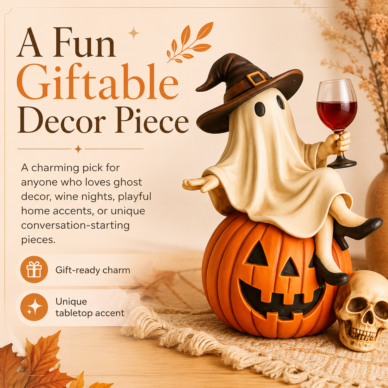 👻 Ghost Character Halloween Decor – Cute Seasonal Tabletop Decoration🍷