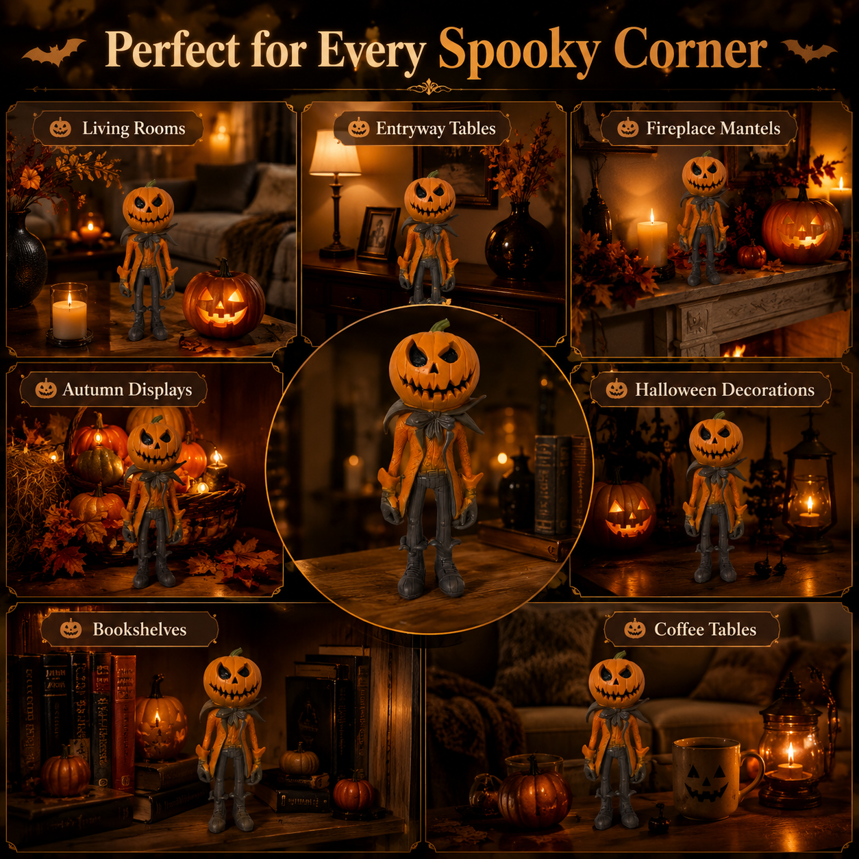 🎁✨️Only $38.98 This Week🌟🎃 Halloween Pumpkin Man Figurine – 👻Whimsical Autumn Tabletop Décor