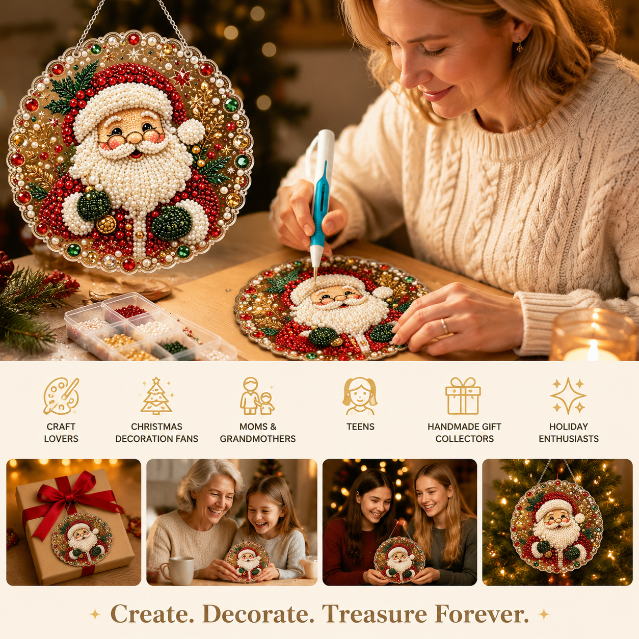 🎄 LIMITED TIME！！ 49% OFF – ✨ 🎄 Christmas Pearl Diamond Art Ornament Kit – DIY Handmade Holiday Hanging Decor 🎅💎