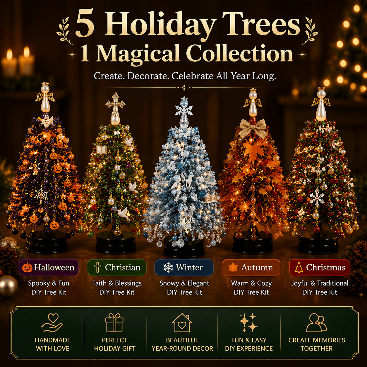🔥🎄✨ DIY Beaded Christmas Tree Kit – 🎅Create Your Own Sparkling Holiday Decoration