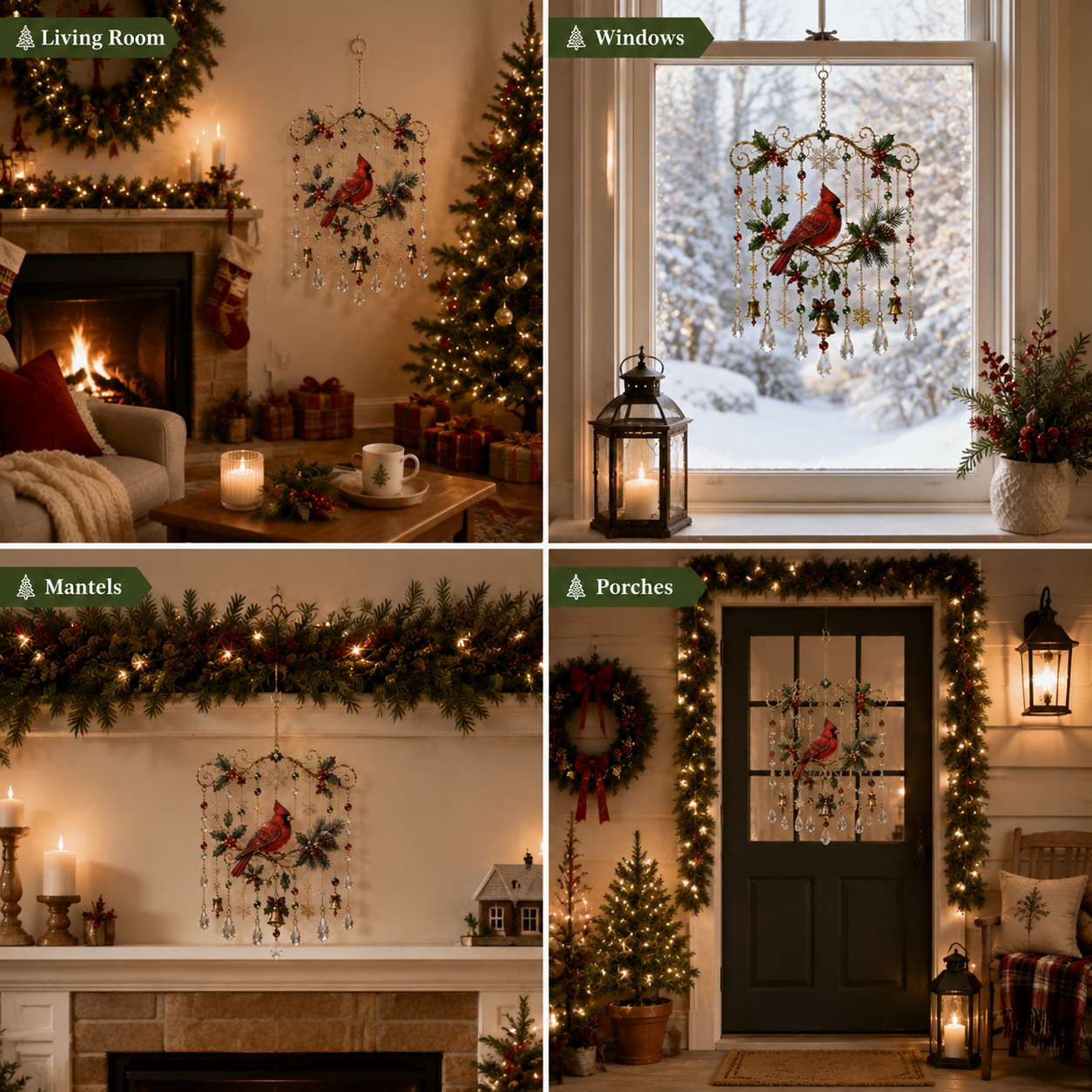 🔥Limited Time Offer: 🎄 Handmade Christmas Stained Glass Window Hanging – Holiday Suncatcher Decor
