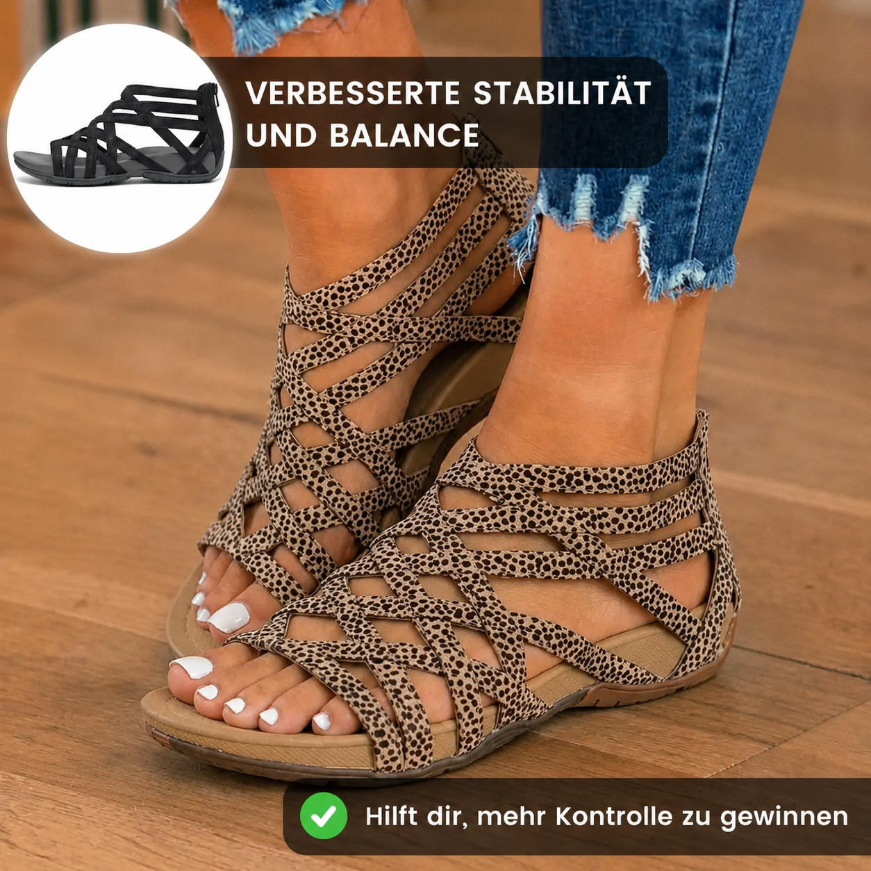 Orthopedic Gladiator Sandals - Multi-Strap Ankle Design