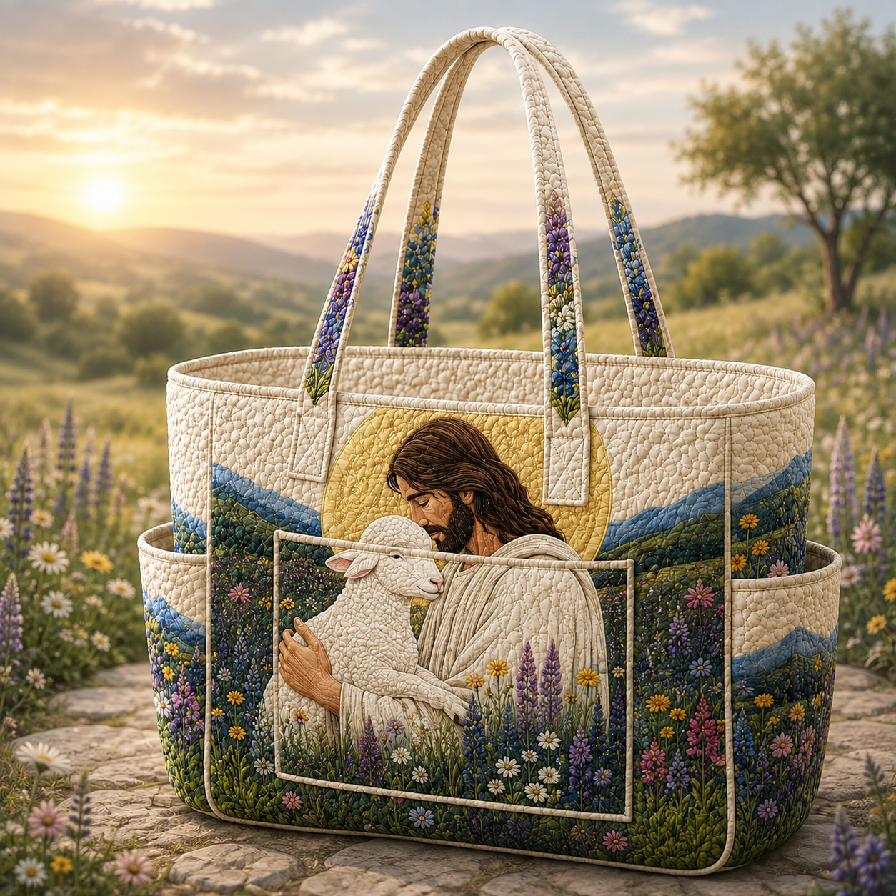 Shine in His Light Multiple Pockets Quilted Tote Bag TP39