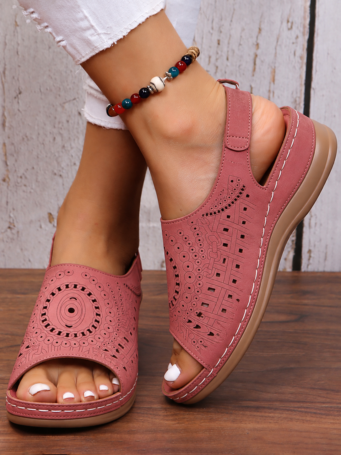 [Copy]Women’s Adjustable Wedge Sandals – Comfortable Cushioned Walking Shoes