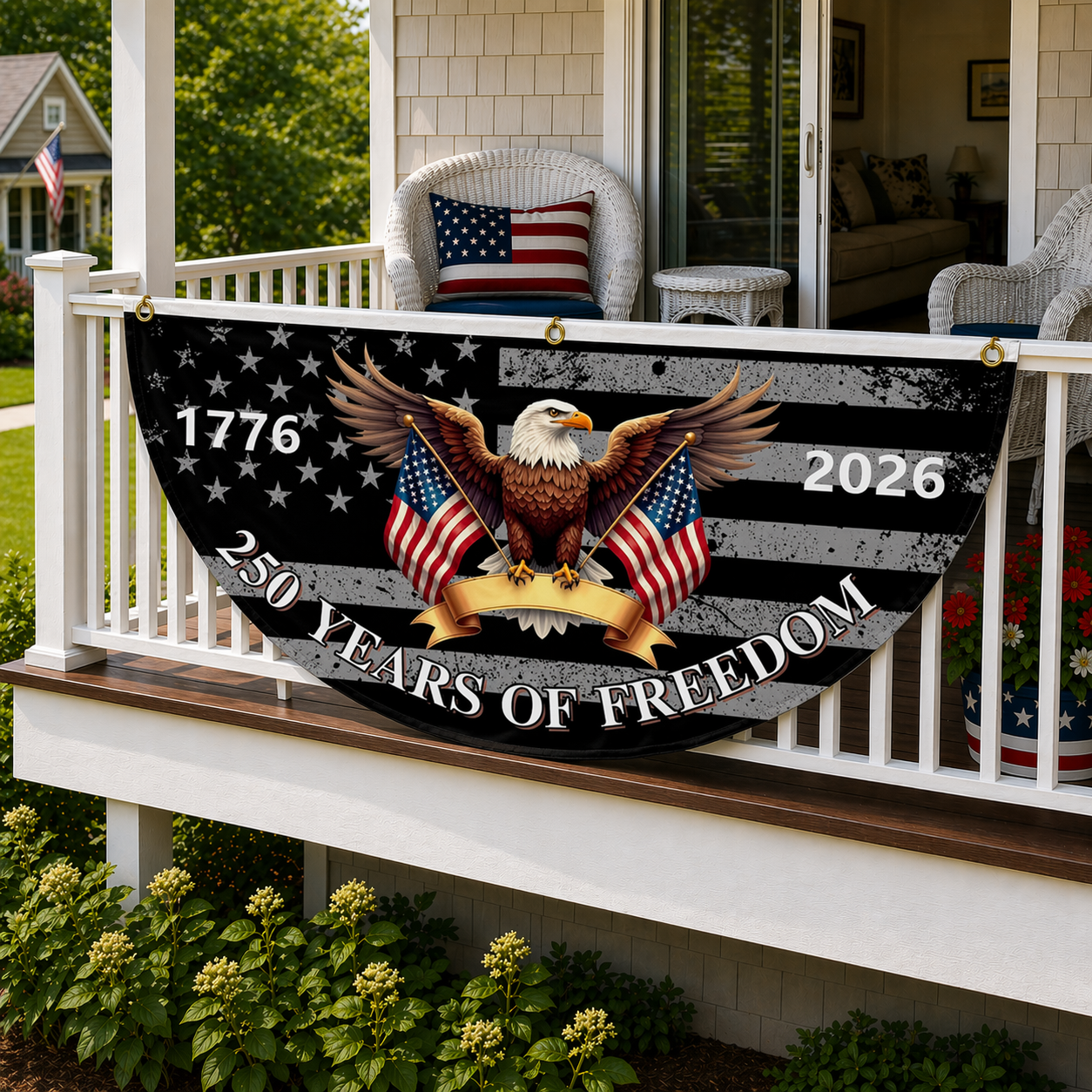 🎇 1776-2026 USA 250th Patriotic Outdoor Half Round Banner 🎊