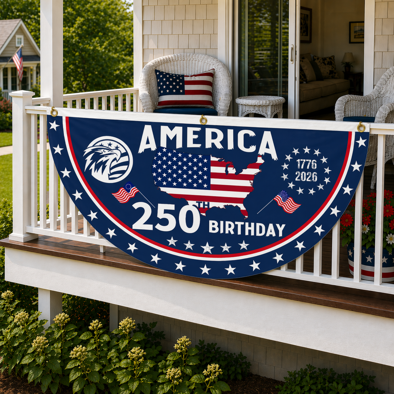 🎇 1776-2026 USA 250th Patriotic Outdoor Half Round Banner 🎊