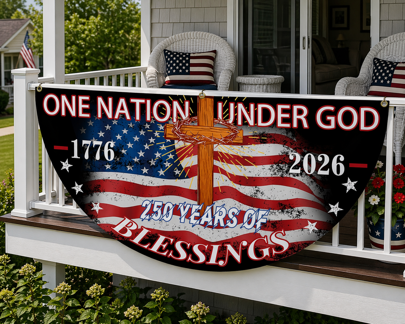 🎇 1776-2026 USA 250th Patriotic Outdoor Half Round Banner 🎊