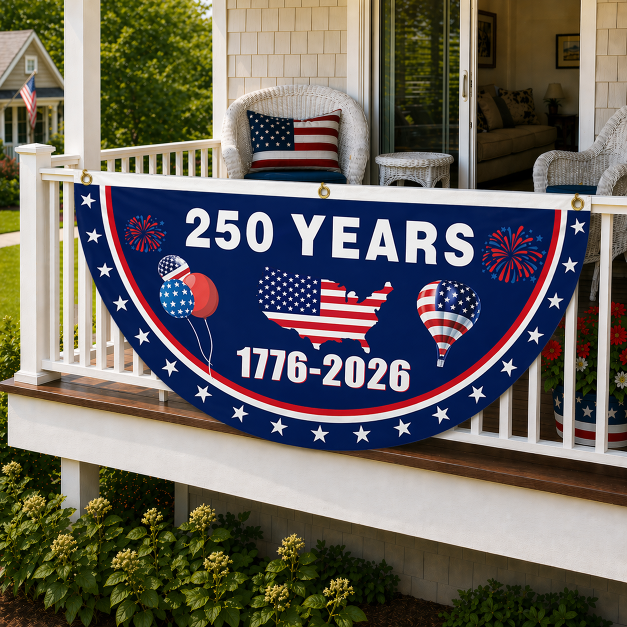 🎇 1776-2026 USA 250th Patriotic Outdoor Half Round Banner 🎊