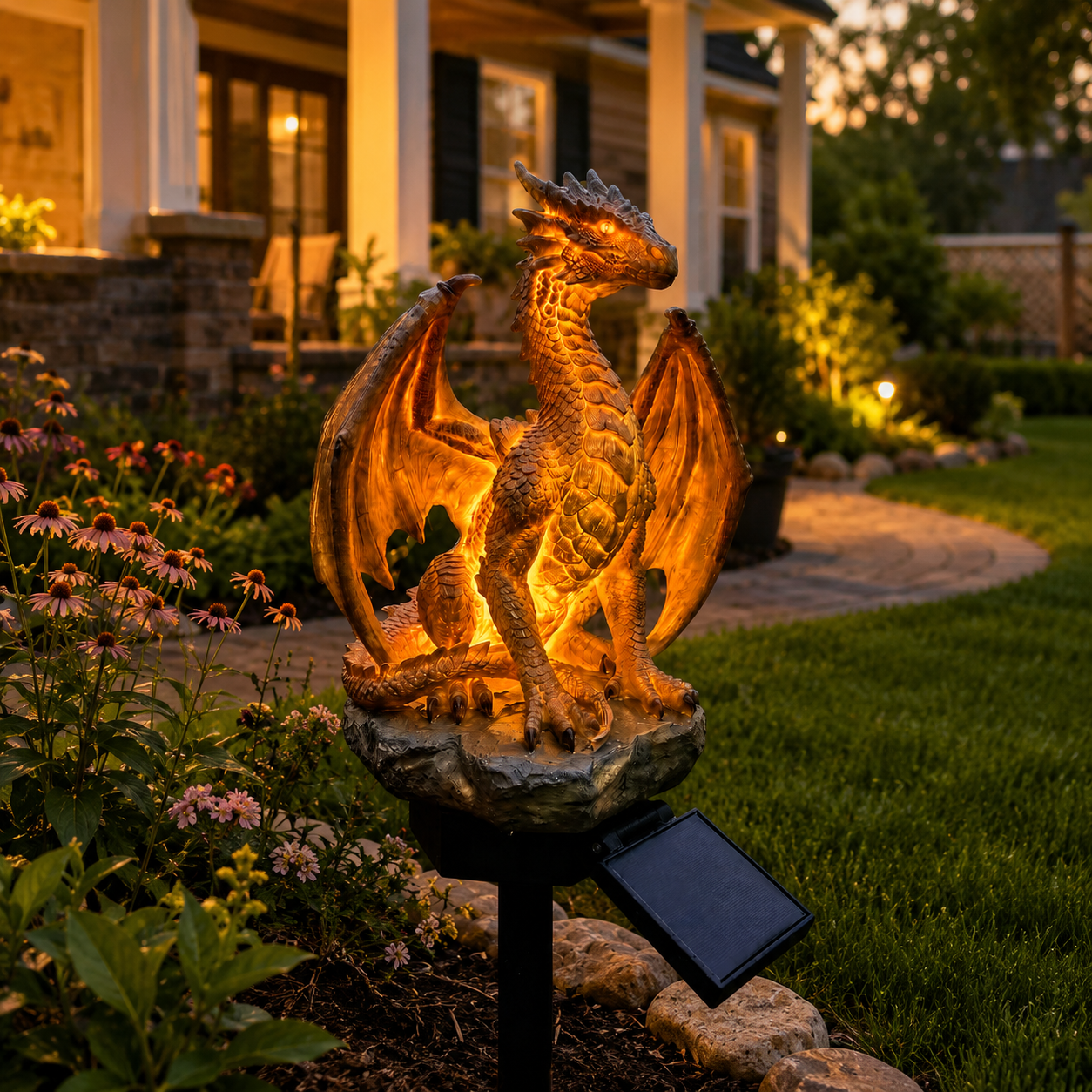 🐉 Solar Dragon Garden Light Set – 2-Piece Fantasy Outdoor Decor