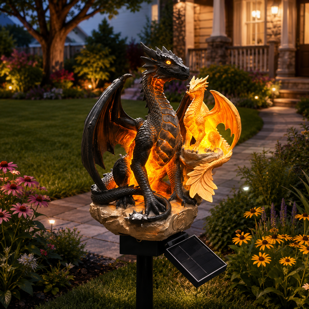 🐉 Solar Dragon Garden Light Set – 2-Piece Fantasy Outdoor Decor