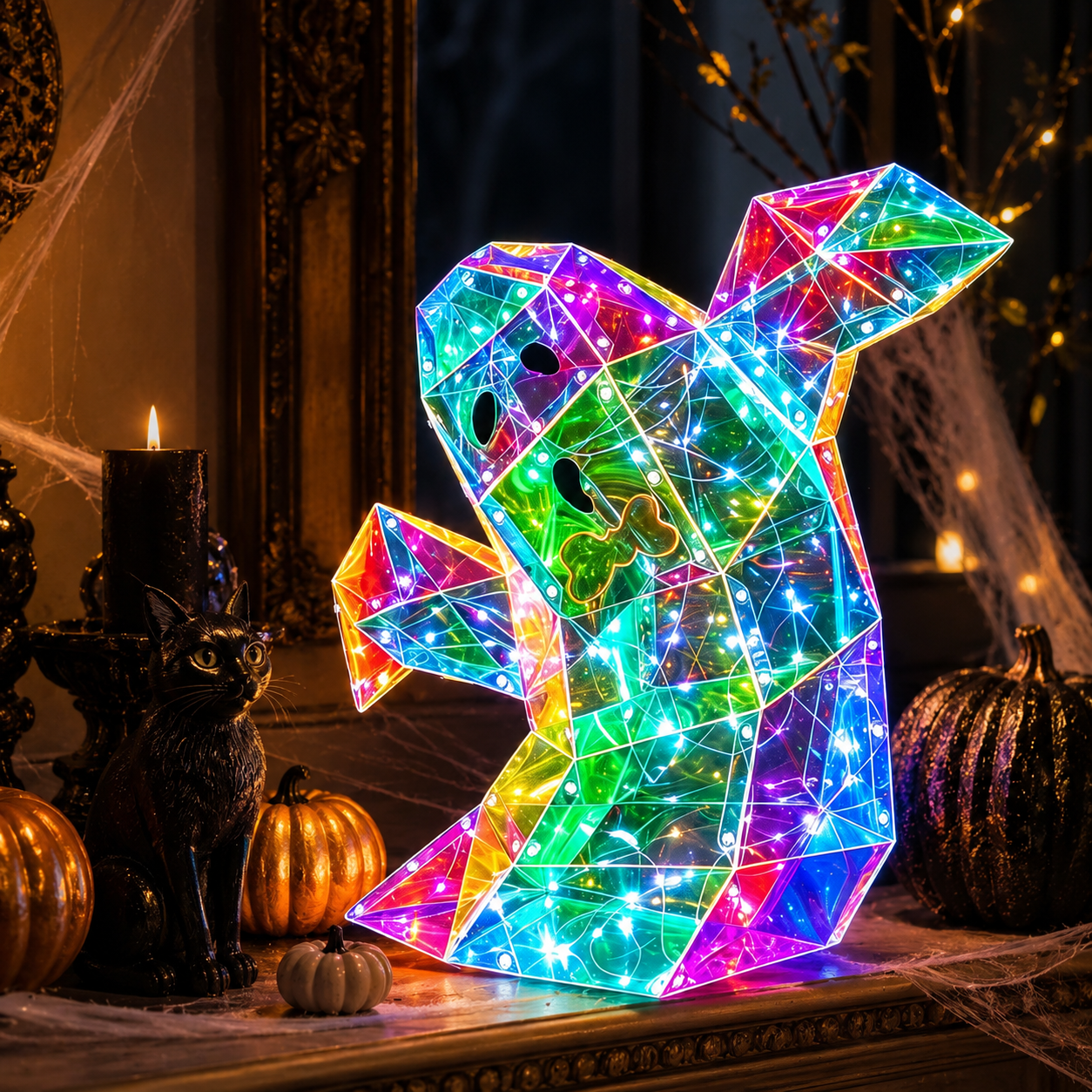 👻 Halloween Glowing Ghost LED Decor – Stained Glass Style🎃