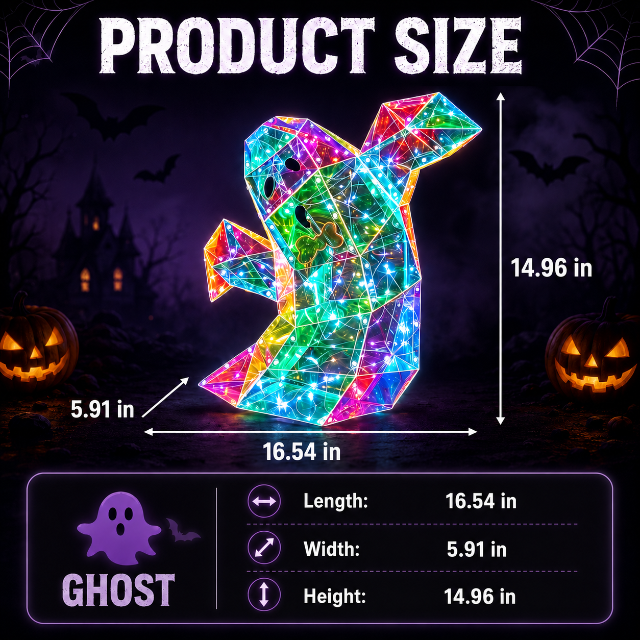 👻 Halloween Glowing Ghost LED Decor – Stained Glass Style🎃