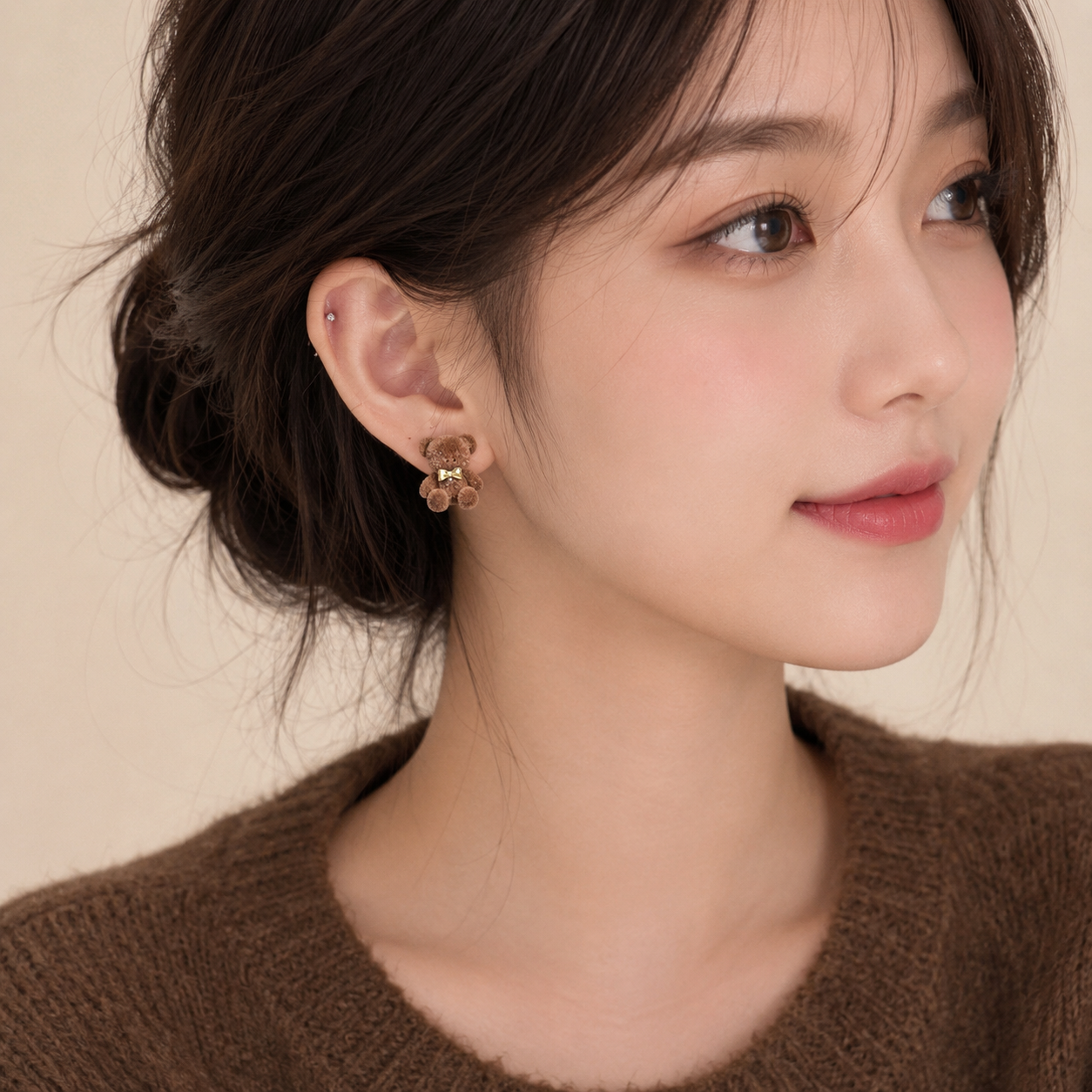 Cocoa Bear Ribbon Earrings