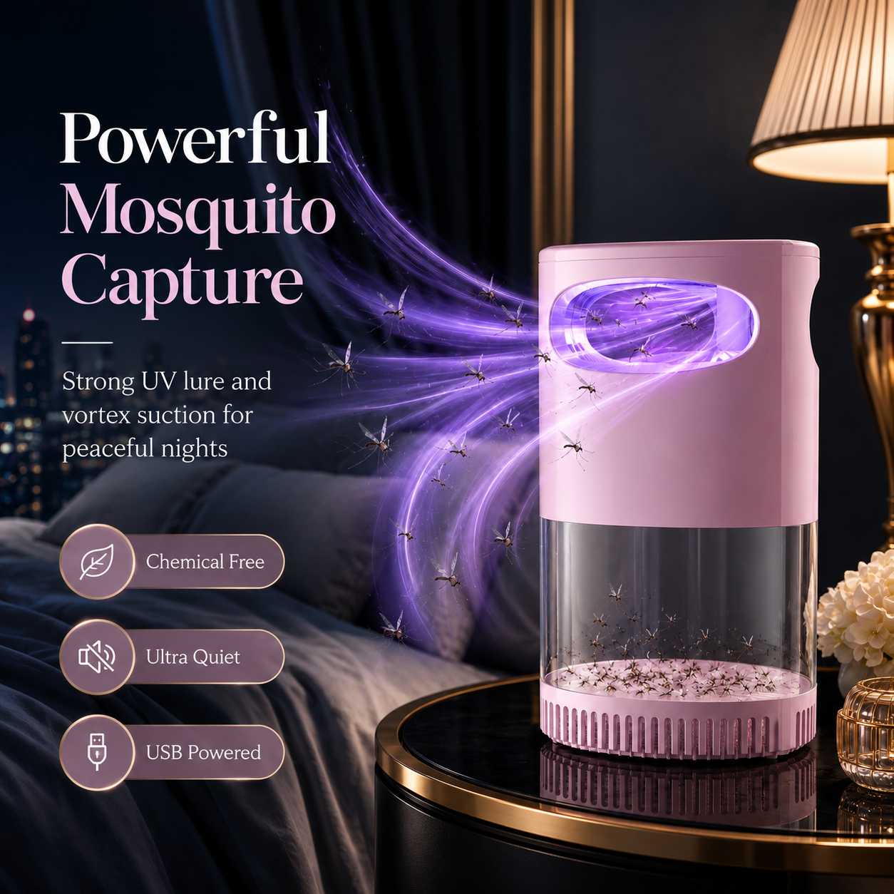 🔥Quiet UV Mosquito Trap – Chemical-Free & Safe for Kids & Pets🦟