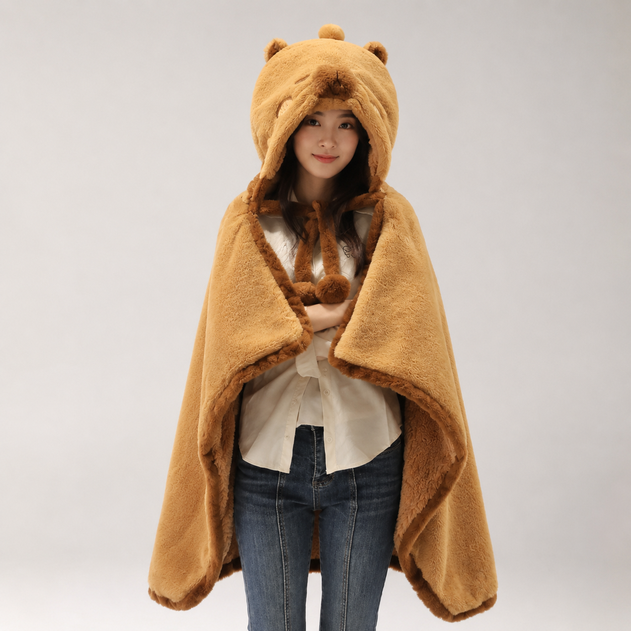 Fluffy Capybara Cloak Hooded Blanket Cape