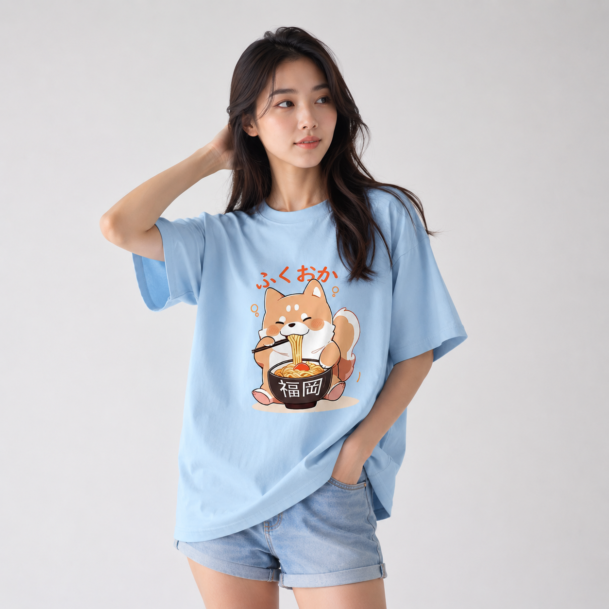Cute Shiba Inu Slurping Ramen Unisex Tee