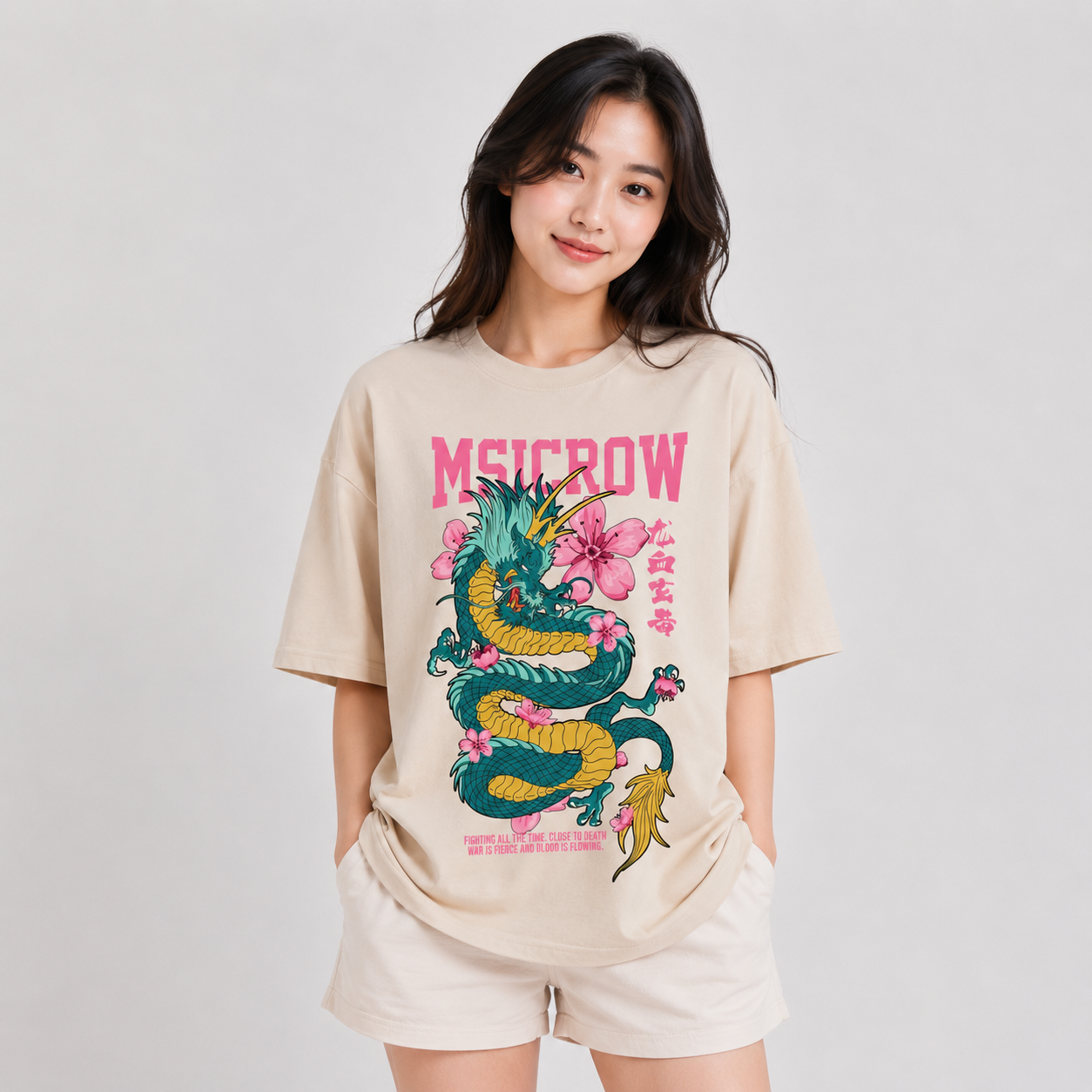 Emerald Dragon Pink Sakura Unisex Cotton Tee
