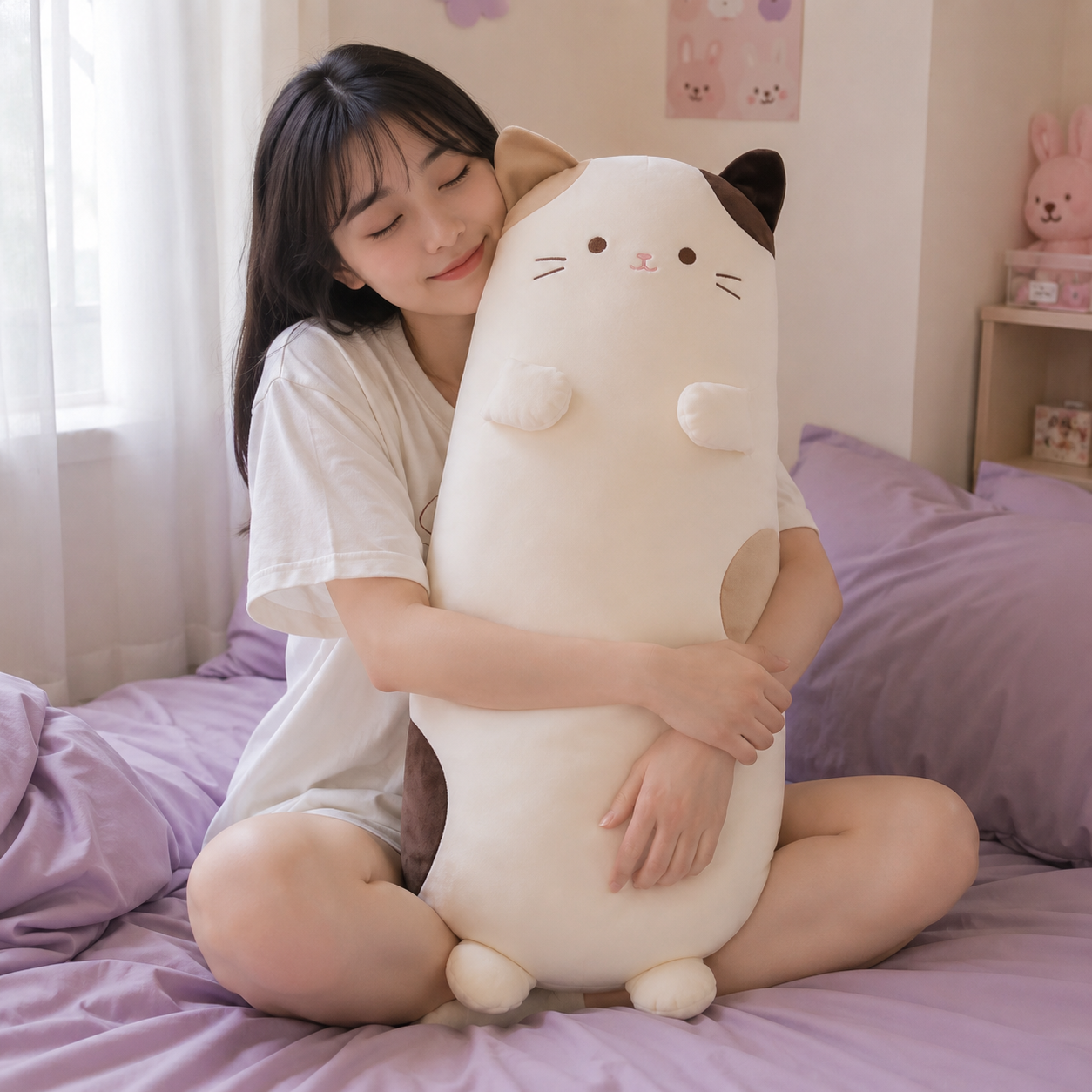Mochi the Long Snuggly Spotted Cat Plush