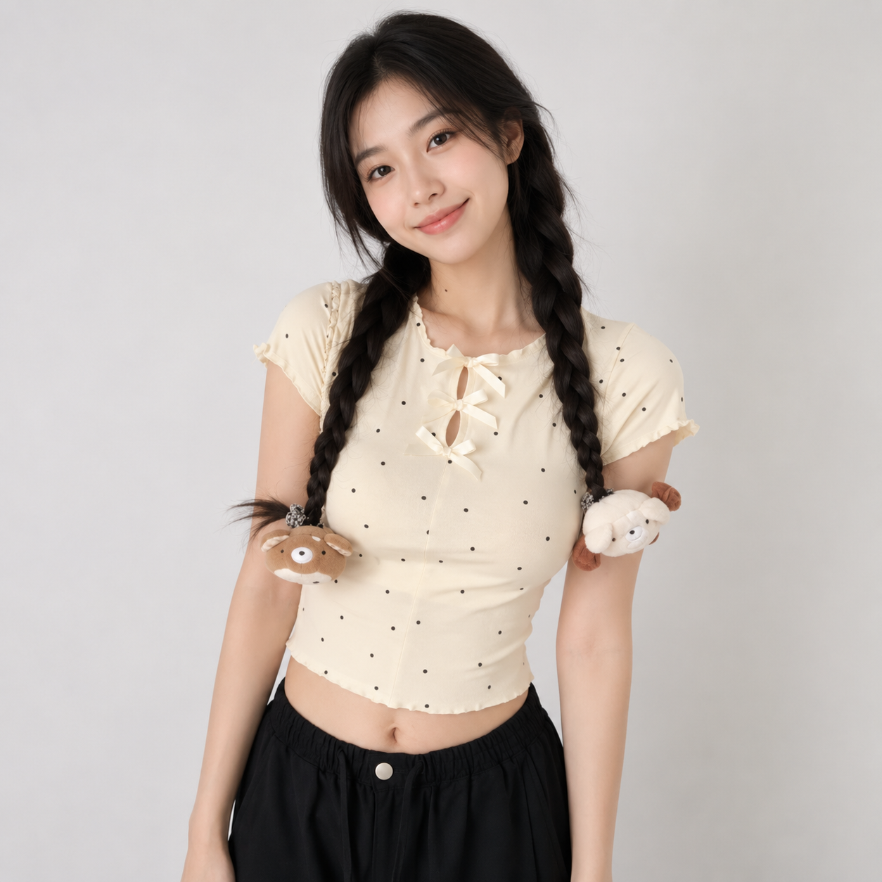 Sweet Polka Bow Baby Cream Women's Tee