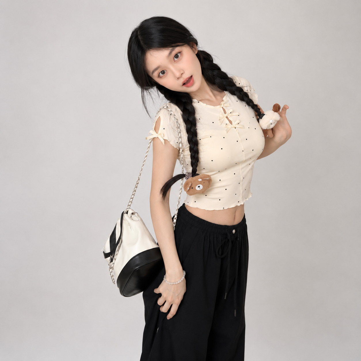 Sweet Polka Bow Baby Cream Women's Tee