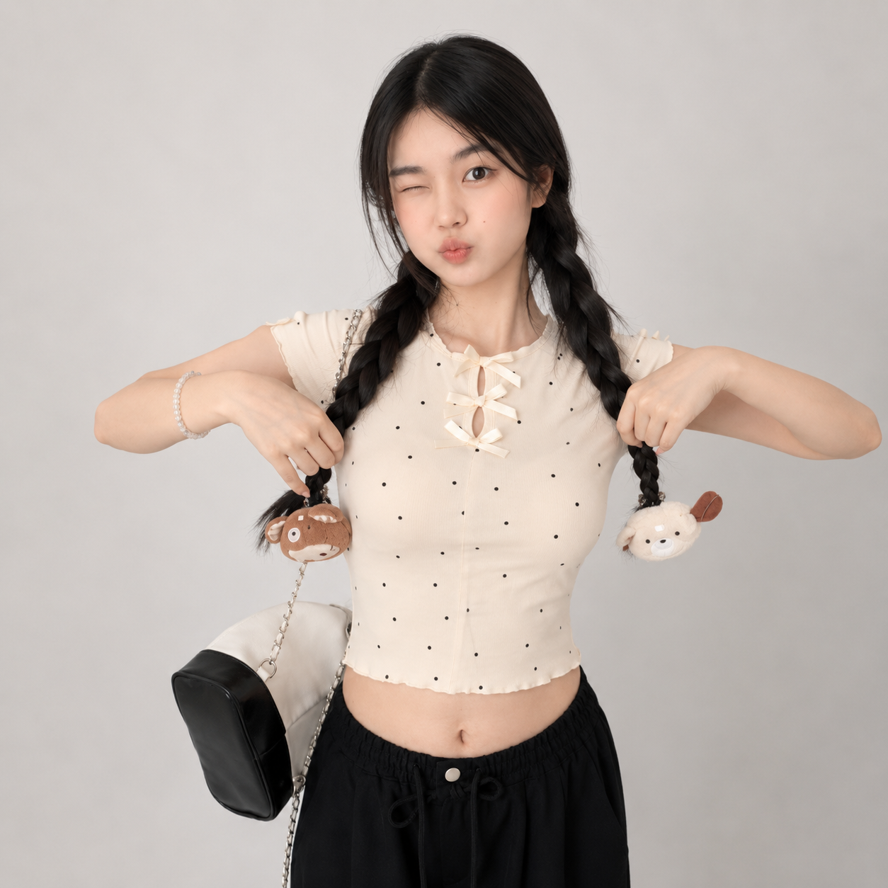 Sweet Polka Bow Baby Cream Women's Tee