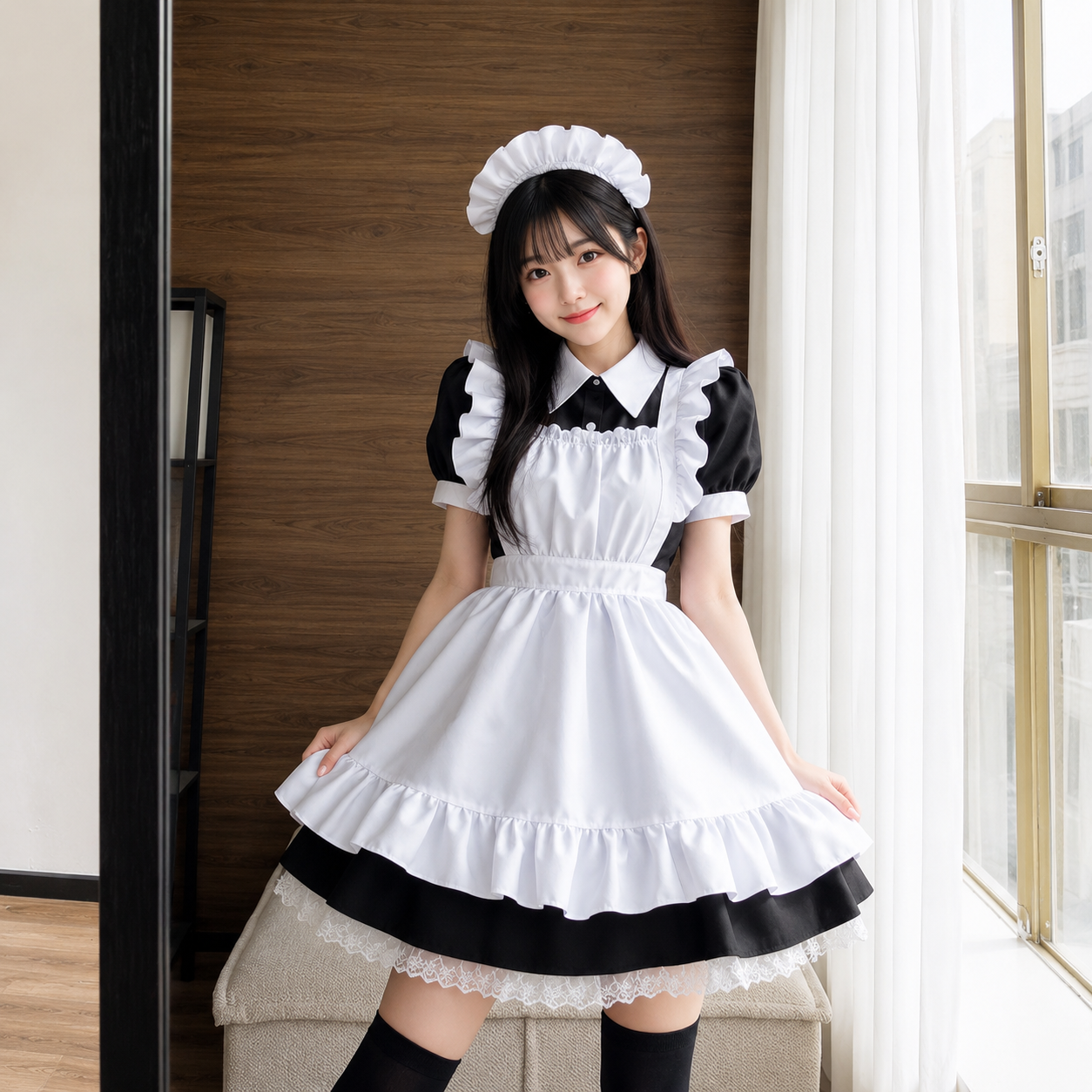 Black White Kawaii Lolita Maid Cosplay Women's Dress