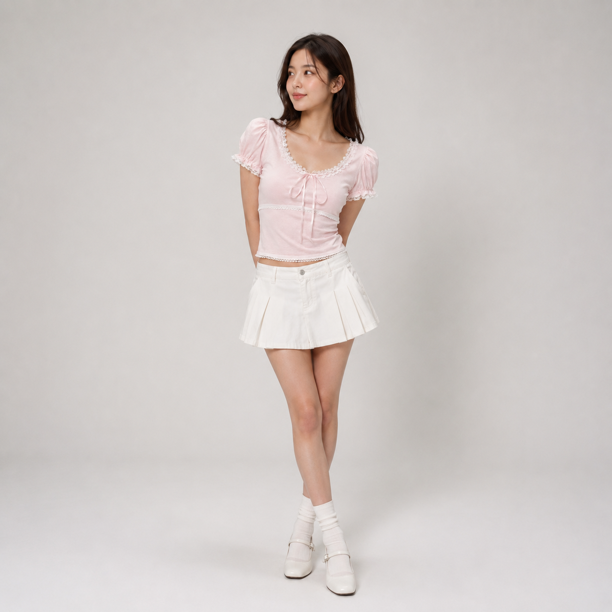 Sweetheart Pink Lace Bow Women's Top