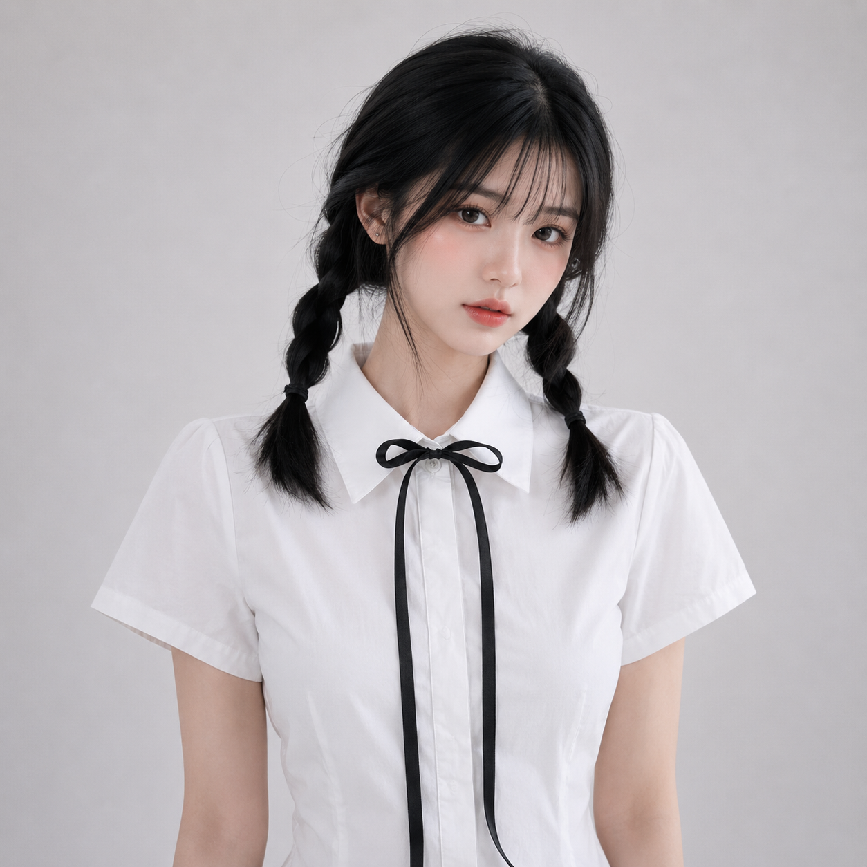 White Coquette Ribbon Peplum Women's Blouse
