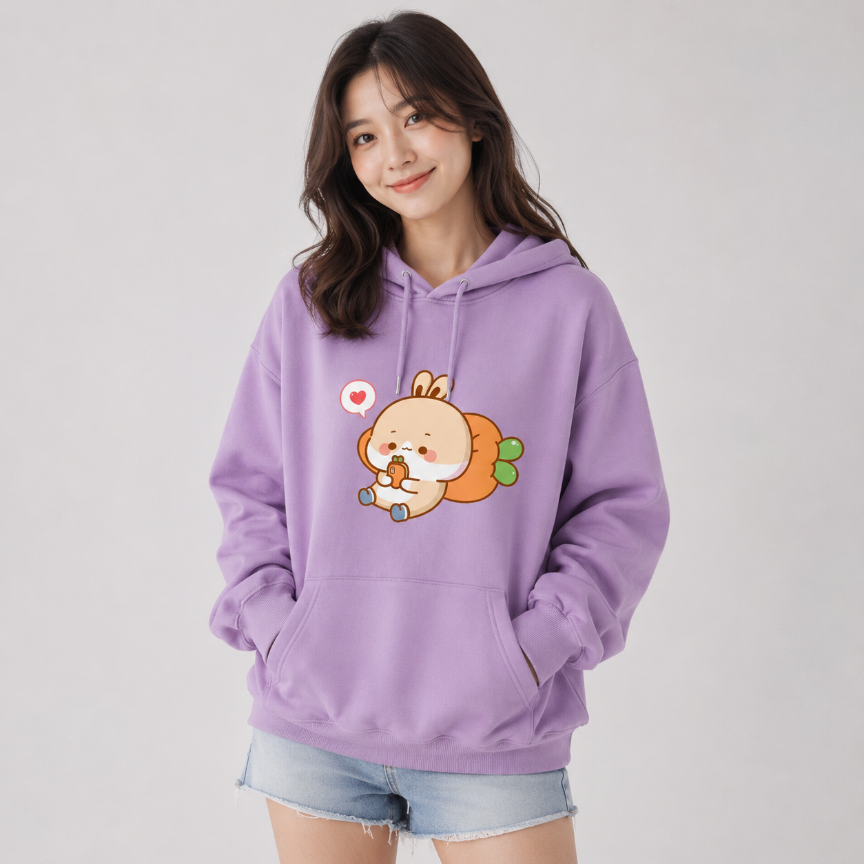 Cream Bunny Carrot Mobile Unisex Hoodies