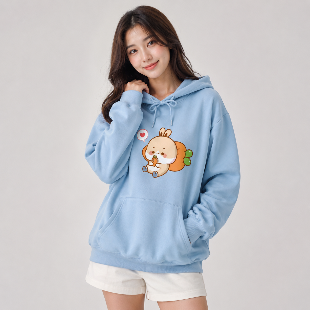 Cream Bunny Carrot Mobile Unisex Hoodies