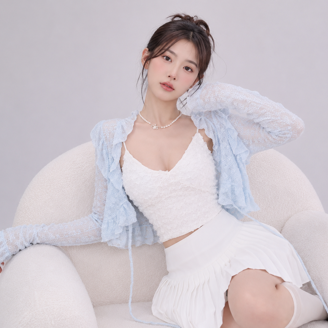 Sweet Summer Ruffle Blouse Cardigan