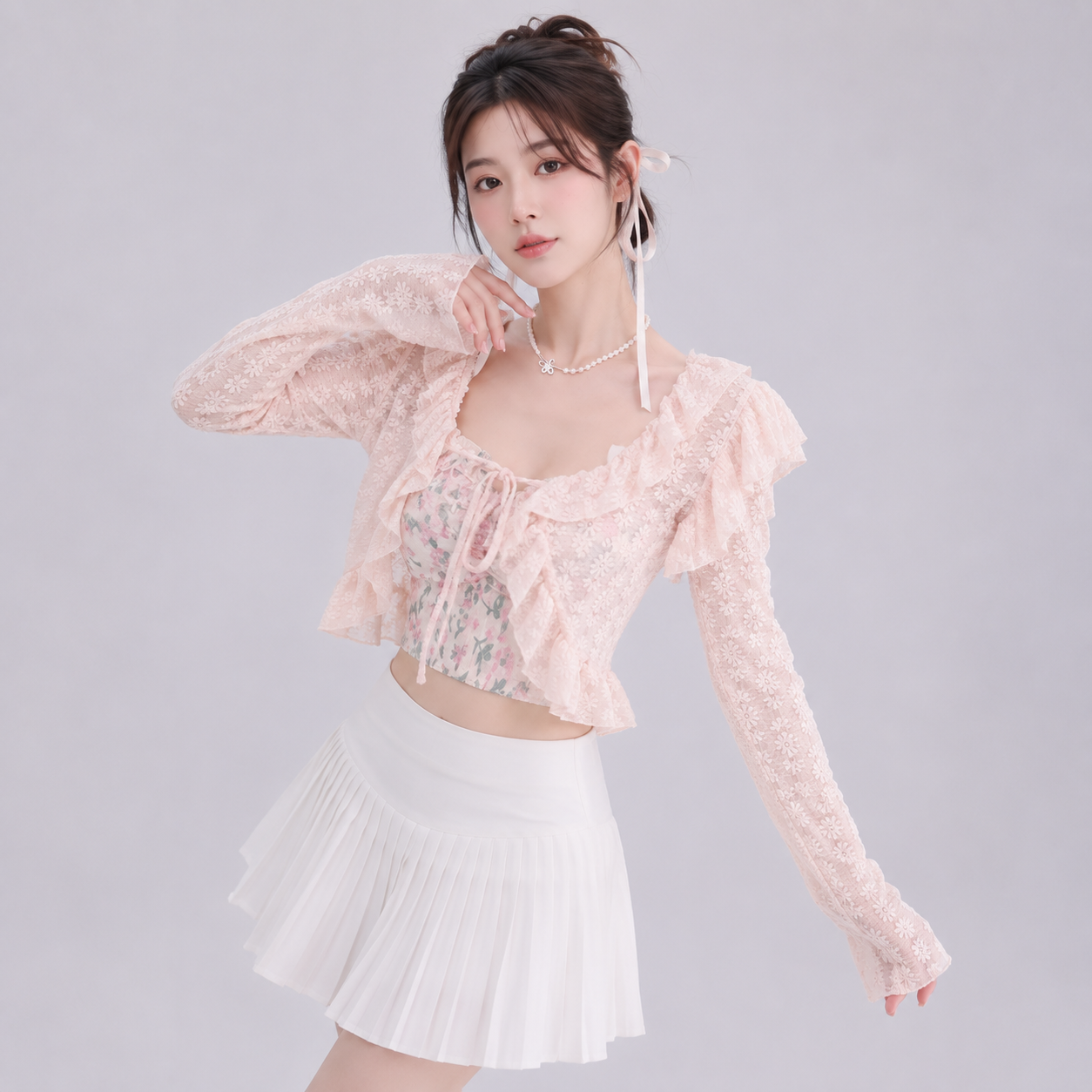Sweet Summer Ruffle Blouse Cardigan