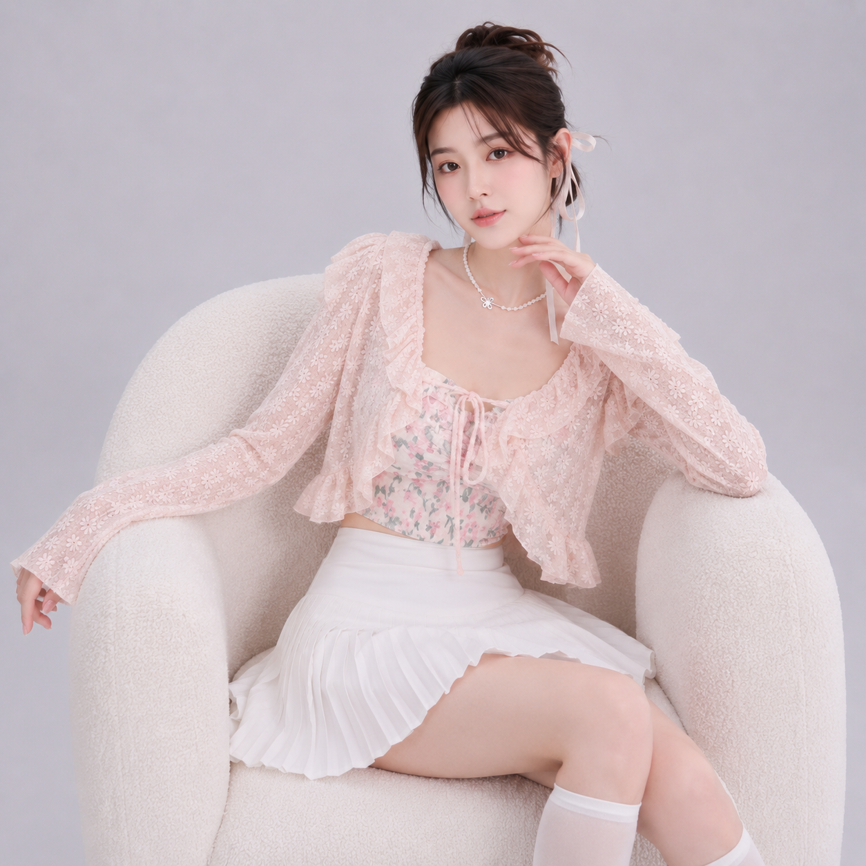 Sweet Summer Ruffle Blouse Cardigan
