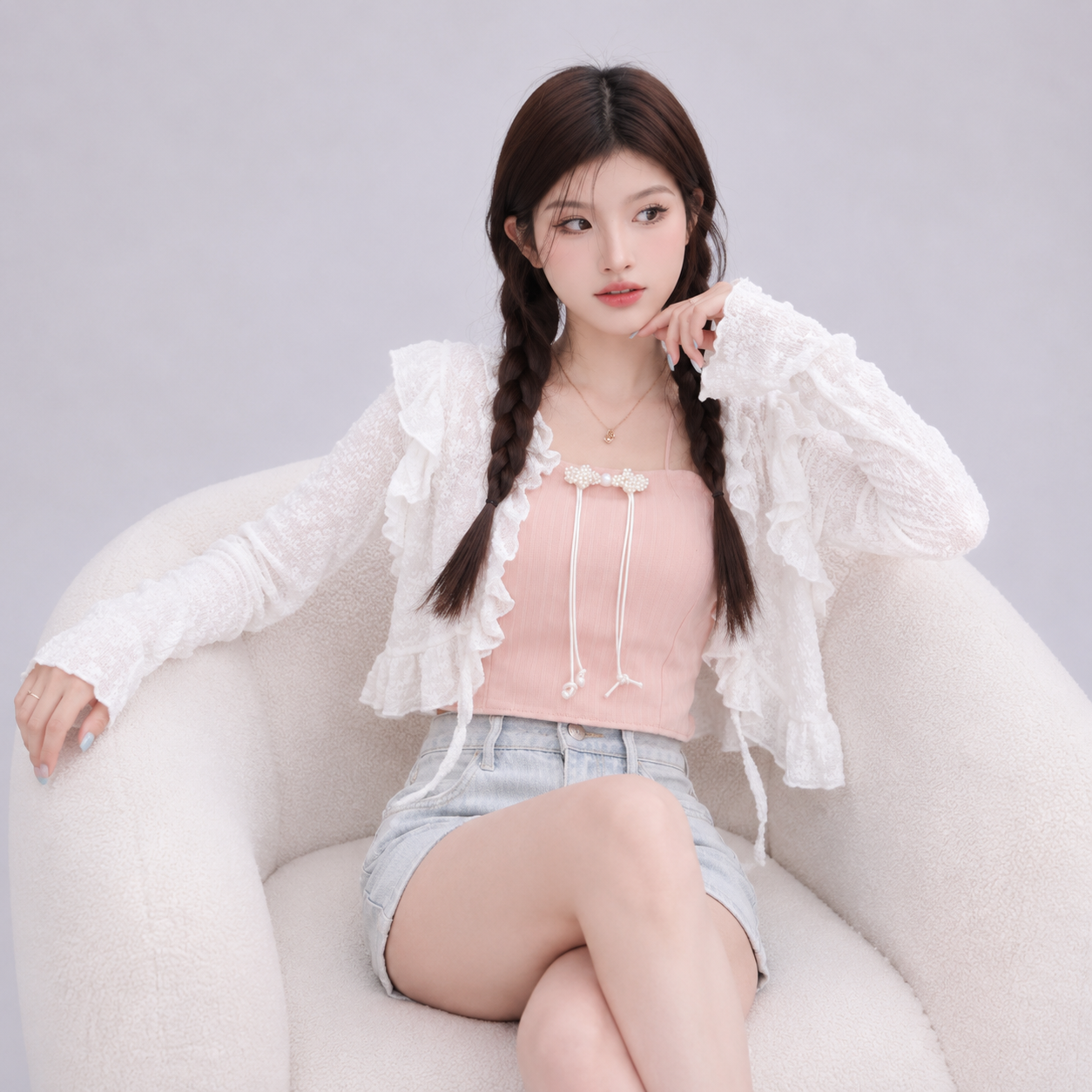 Sweet Summer Ruffle Blouse Cardigan