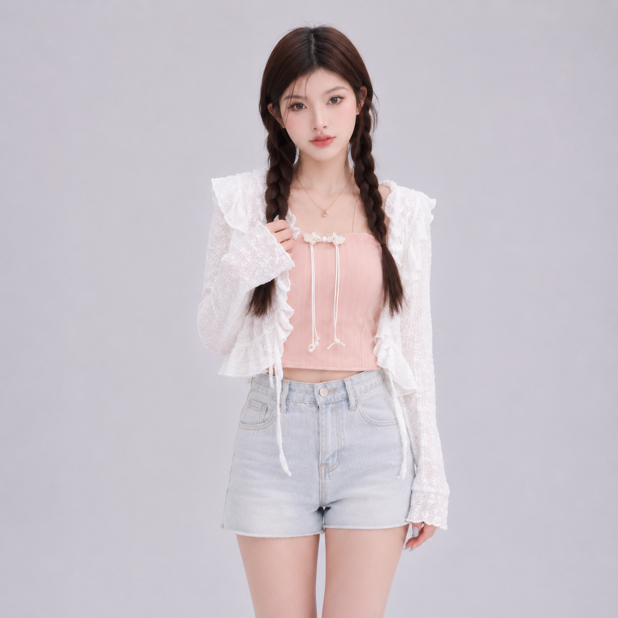 Sweet Summer Ruffle Blouse Cardigan