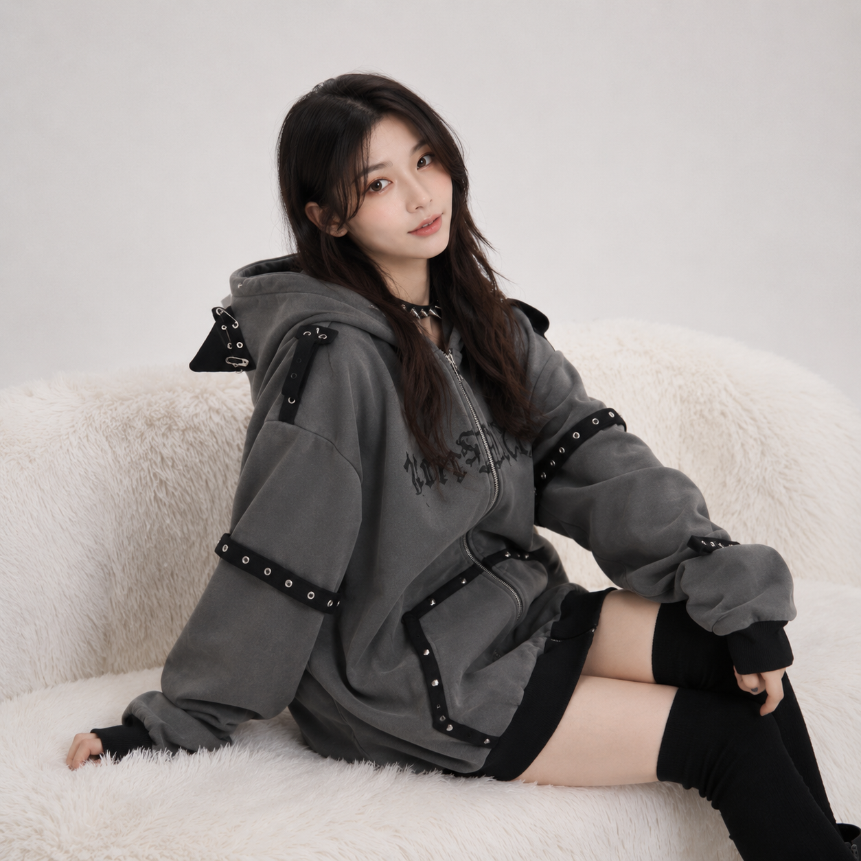 Gothic Cat Streetwear Harajuku Hoodie Jacket
