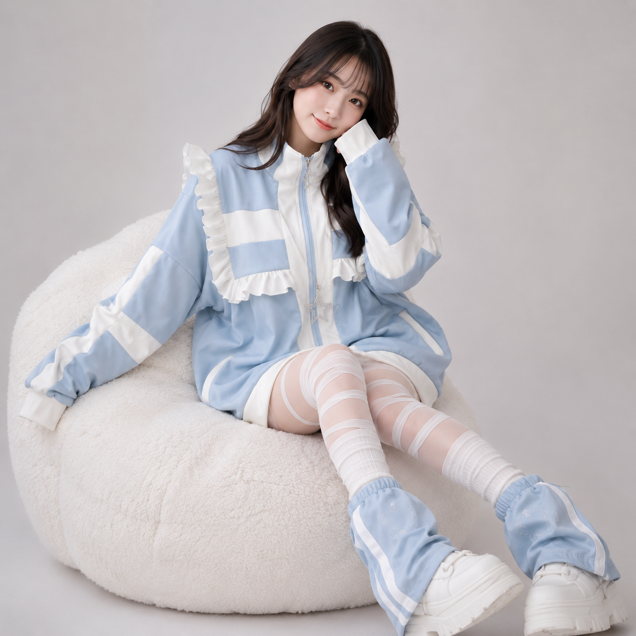 Harajuku Y2k Wintercore Zipper Ruffle Women's Jacket