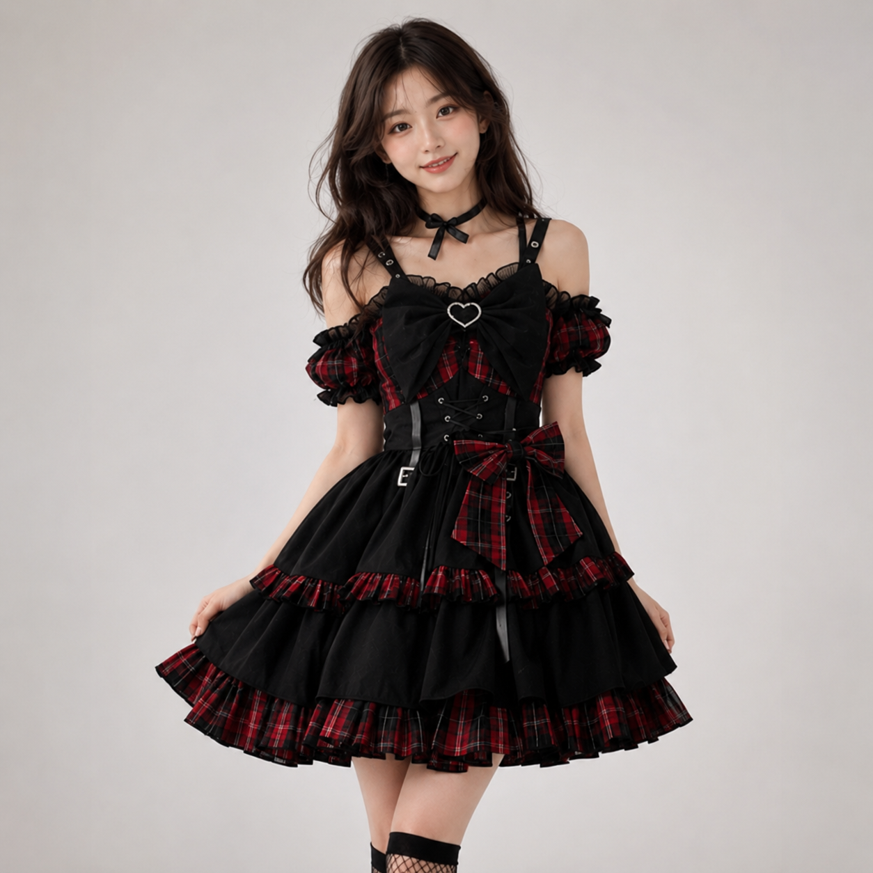 Punk Princess Gothic Lolita Black Red Women's Dress