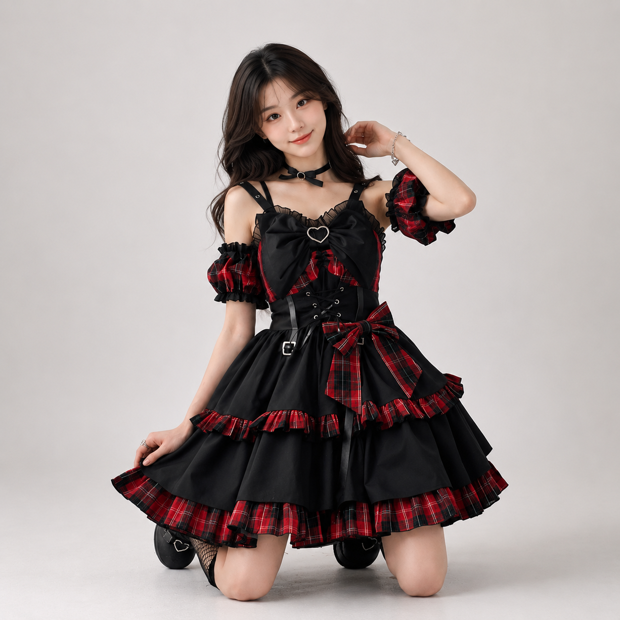 Punk Princess Gothic Lolita Black Red Women's Dress