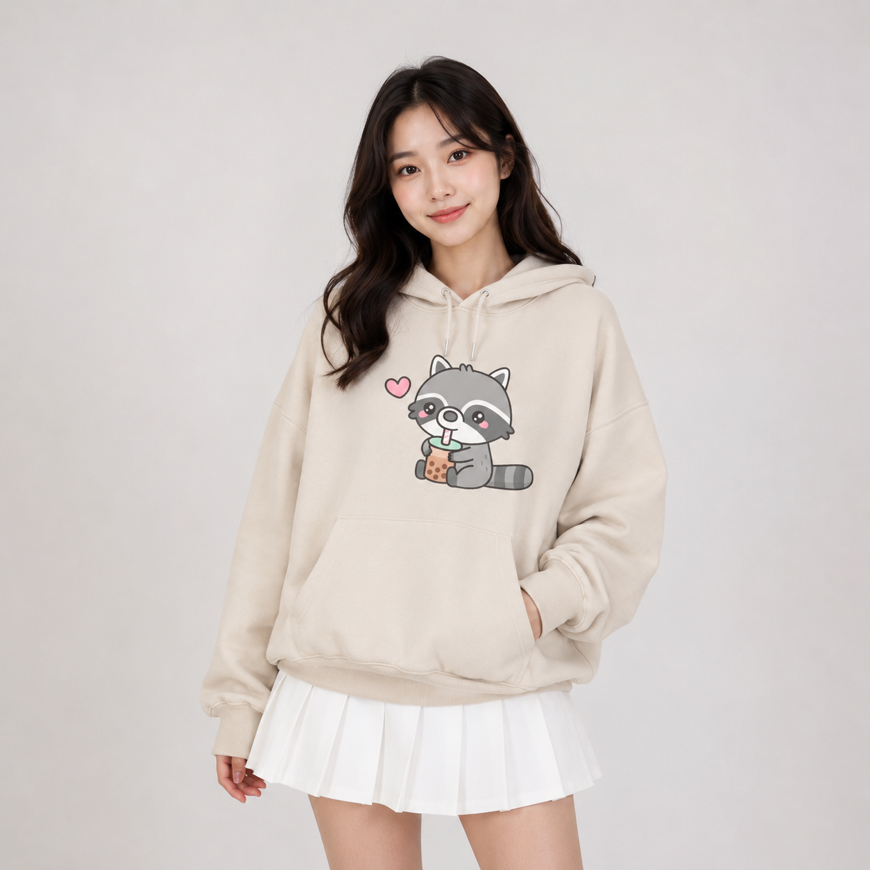 Cute Raccoon Drinking Bubble Milk Tea Unisex Hoodie