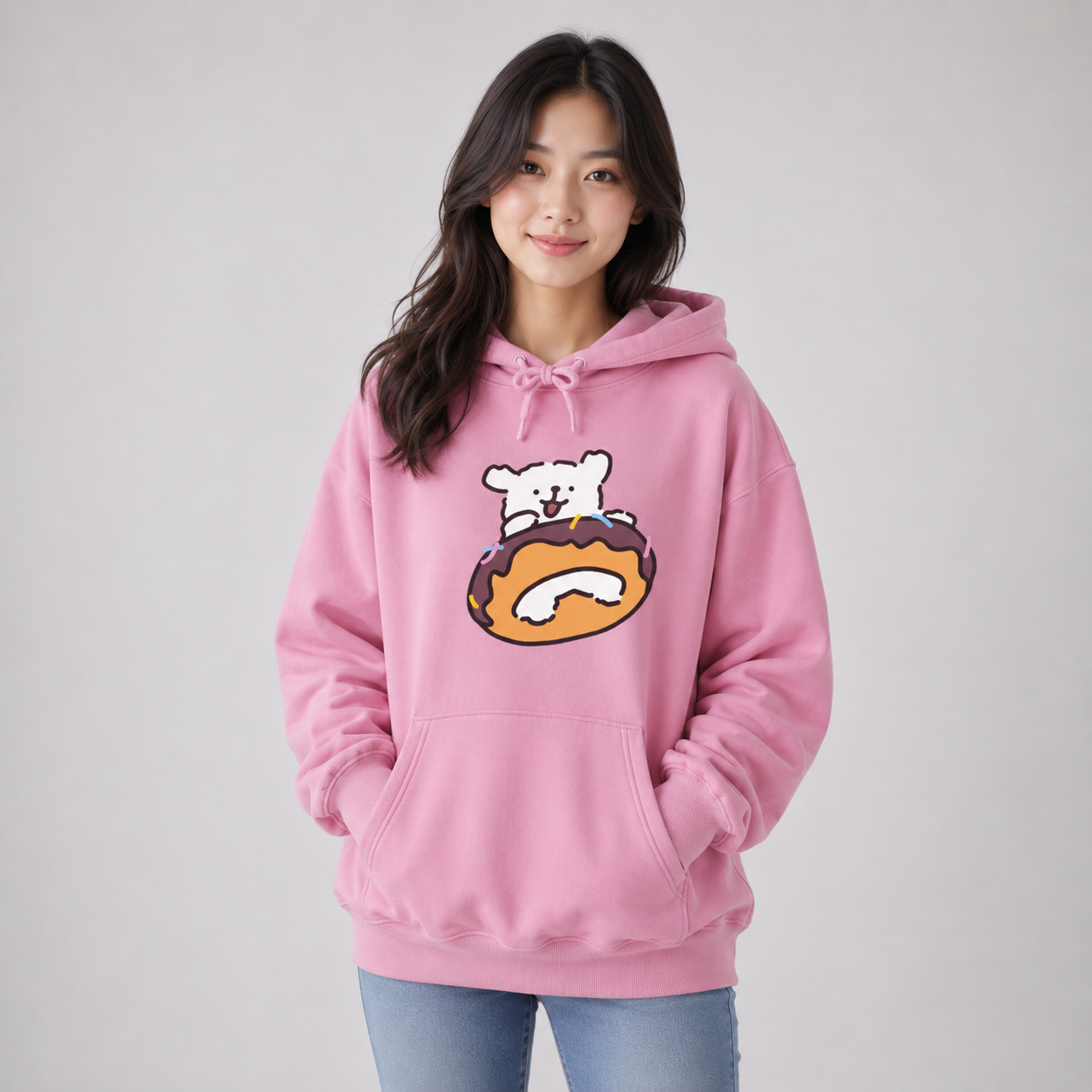 Chocolate Donut Luckie the Dog Unisex Hoodie