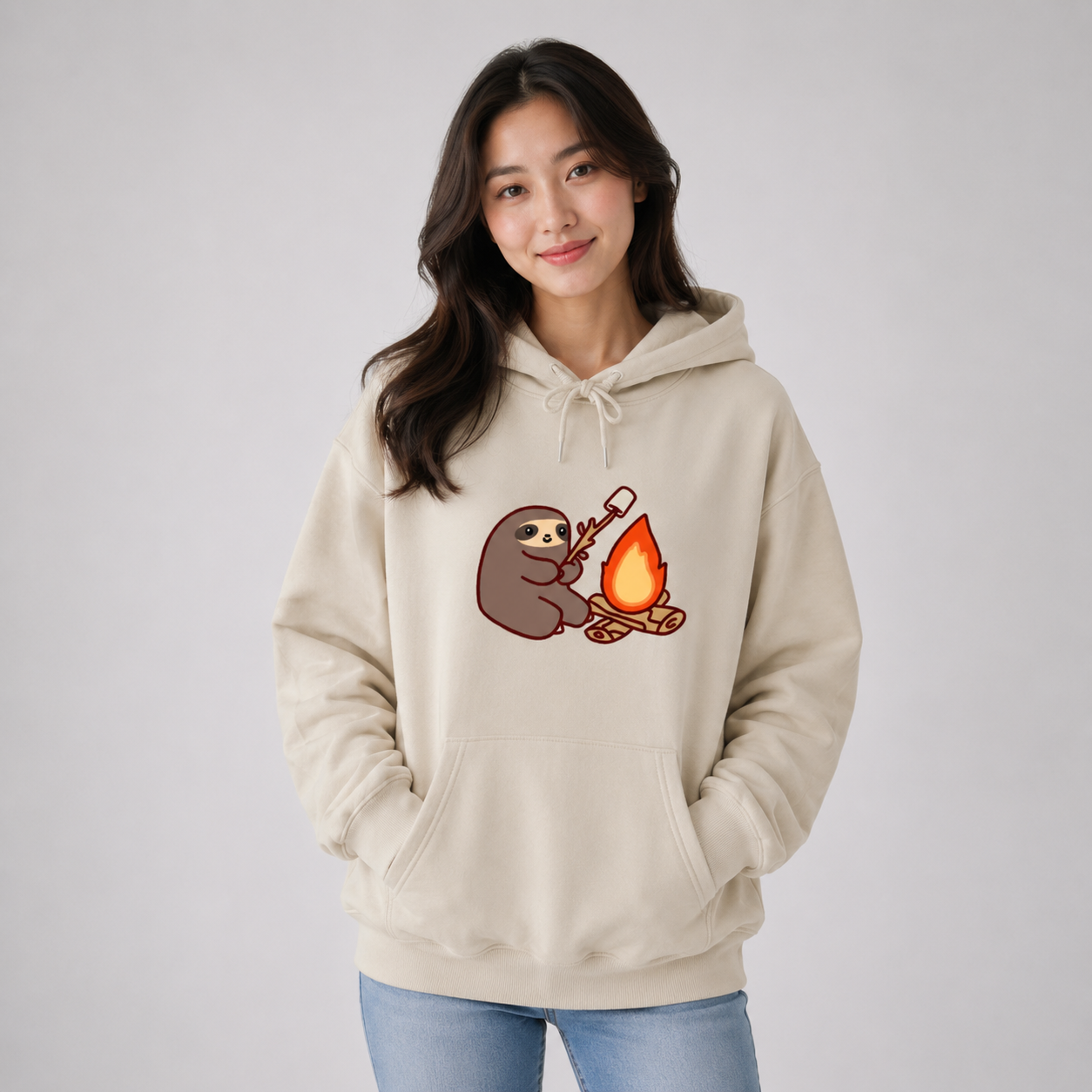 Kawaii Sloth Cooking Marshmallow Campfire Unisex Hoodie
