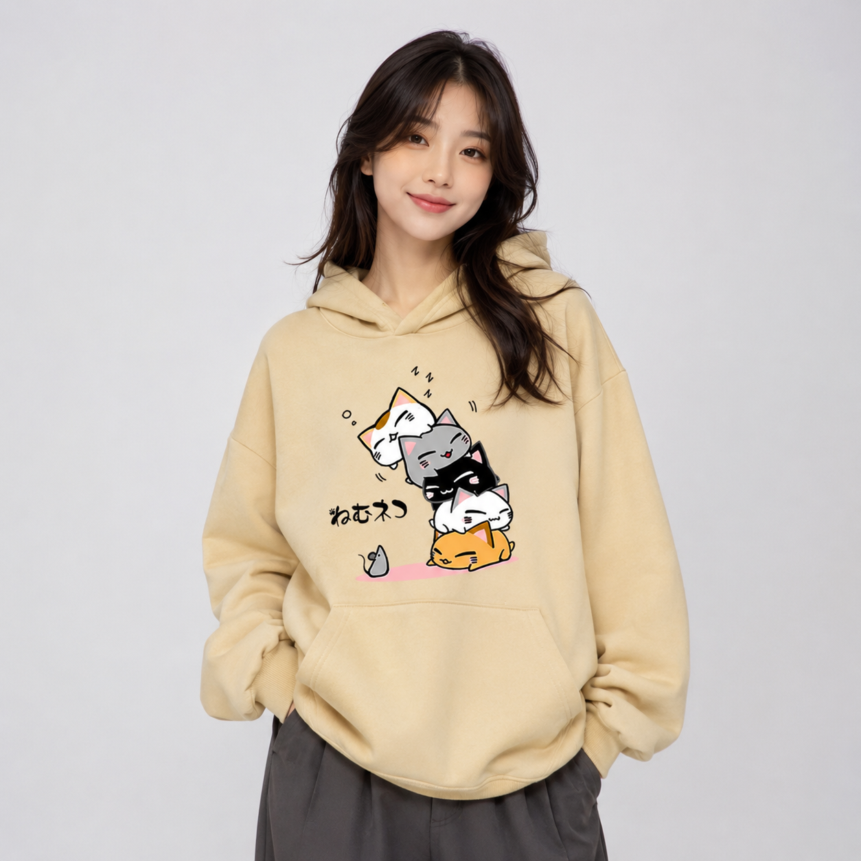 Kawaii Stacked Cats Unisex Hoodie