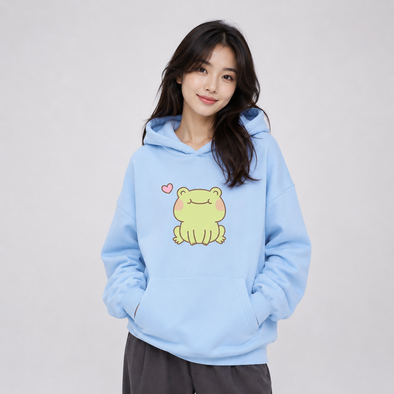 Happy Green Blushing Frog Unisex Hoodie
