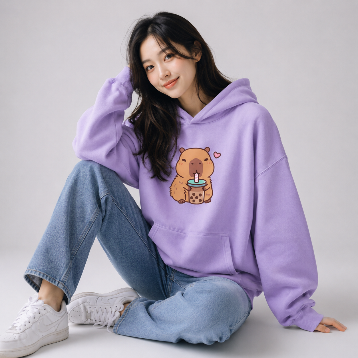 Capybara Drinking Bubble Tea Unisex Hoodie