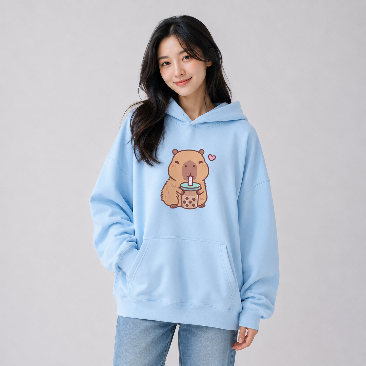 Capybara Drinking Bubble Tea Unisex Hoodie