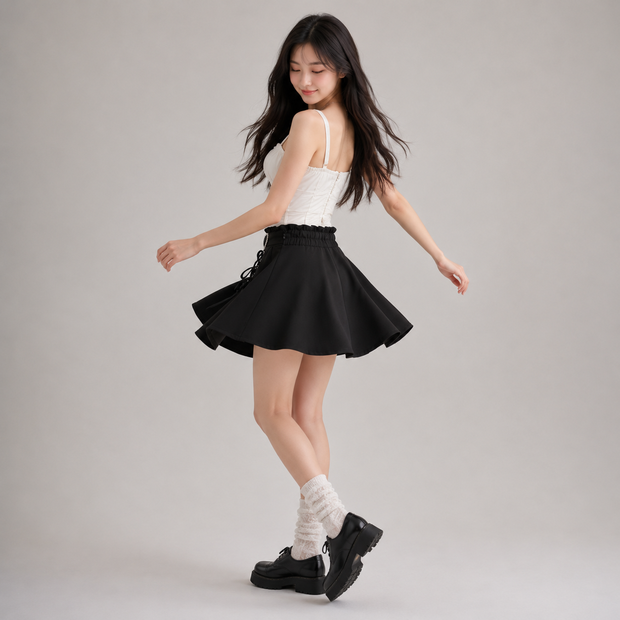 Gothic Black Heart Bow High Waist Mini Skirt