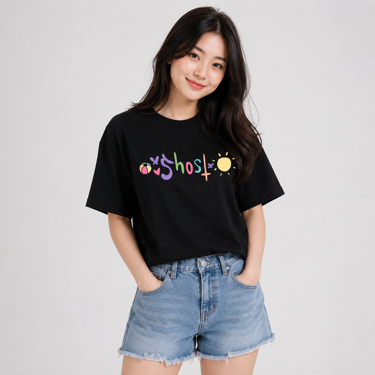 Cute Ghost Band Illustration Unisex Tee