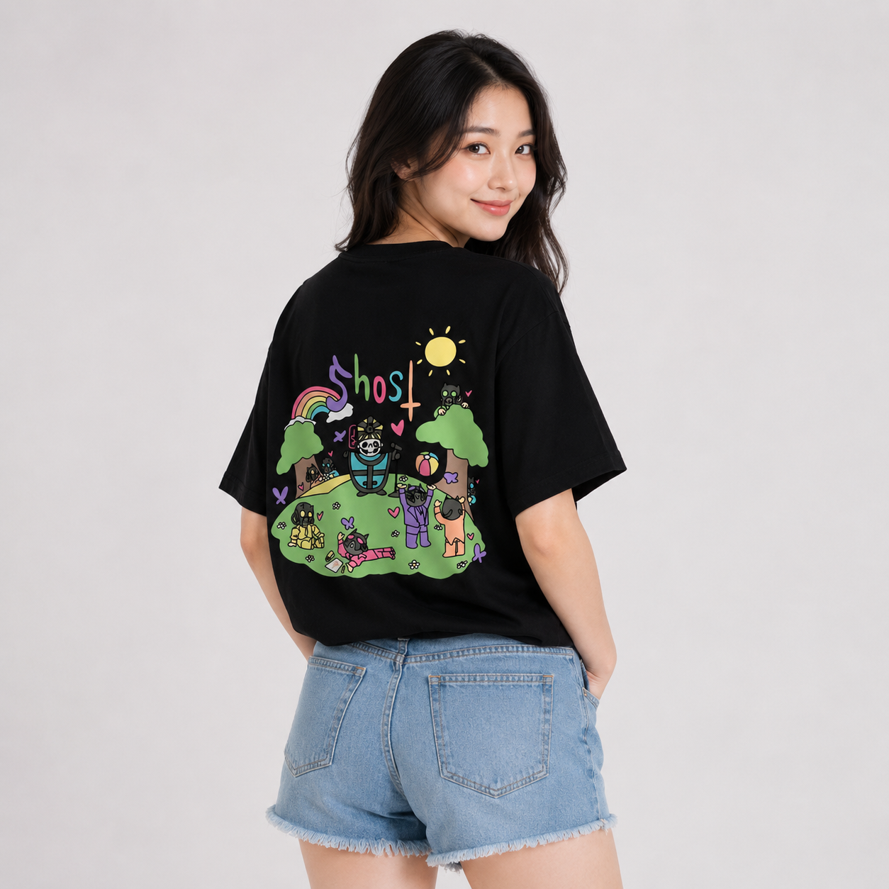 Cute Ghost Band Illustration Unisex Tee